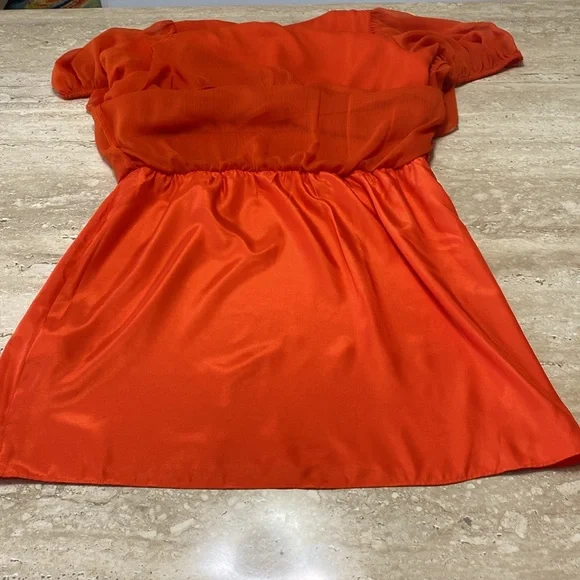 NWOT Express Orange Pull On dress, no zippers, no flaws, measurements in photos - Picture 11 of 12